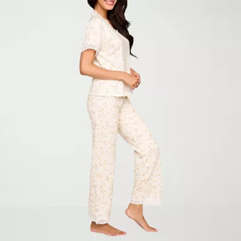Ilusion Womens V-Neck Short Sleeve 2-pc. Pajama Set