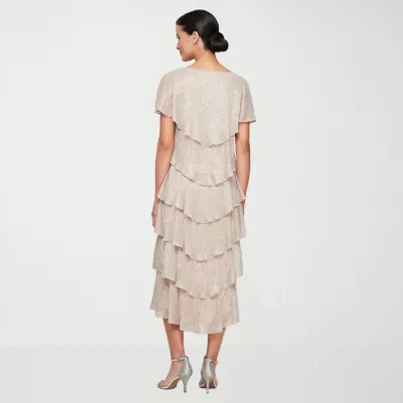 S. L. Fashions Womens Short Sleeve Midi Shift Dress