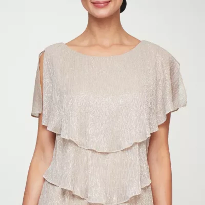 S. L. Fashions Womens Short Sleeve Midi Shift Dress