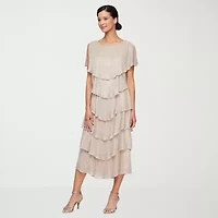 S. L. Fashions Womens Short Sleeve Midi Shift Dress