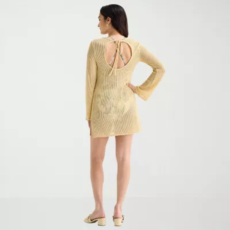 Mynah Womens Embroidered Floral Dress Swimsuit Cover-Up