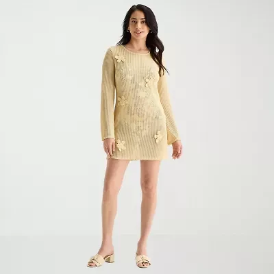 Mynah Womens Embroidered Floral Dress Swimsuit Cover-Up