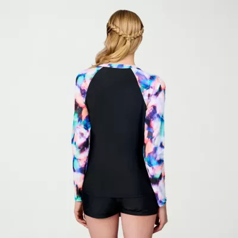 Free Country Womens Floral Long Sleeve Swim Shirt