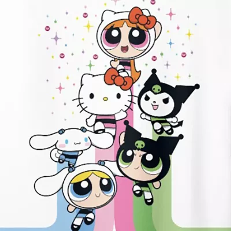 Little & Big Kid Girls Round Neck Short Sleeve Oversized Hello Kitty Powerpuff Graphic T-Shirt