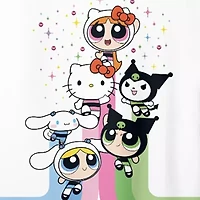 Little & Big Kid Girls Round Neck Short Sleeve Oversized Hello Kitty Powerpuff Graphic T-Shirt