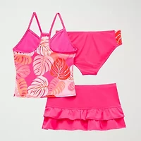 ZeroXposur Big Kid Girls Leaf 3-pc. Plus Tankini Set