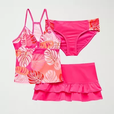 ZeroXposur Big Kid Girls Leaf 3-pc. Plus Tankini Set
