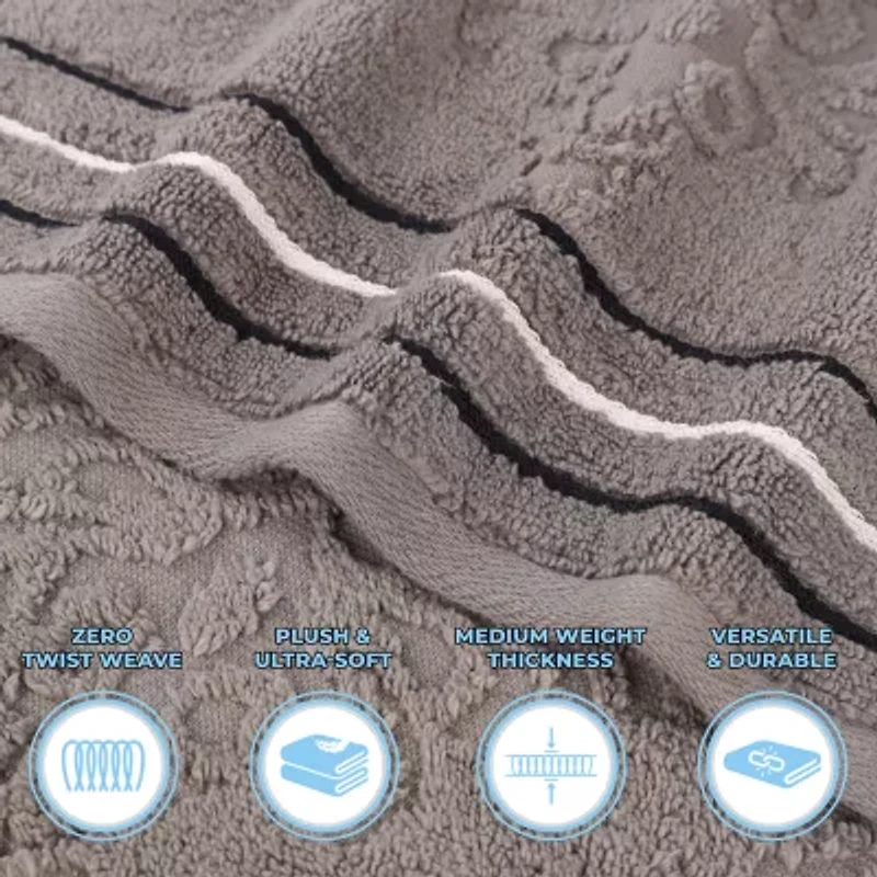 SUPERIOR® Sadie Zero Twist Jacquard Solid Cotton -pc. Quick Dry Bath Towel Set