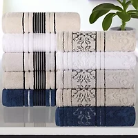 SUPERIOR® Sadie Zero Twist Jacquard Solid Cotton 12pc Face Towel 12-pc. Quick Dry Bath Set