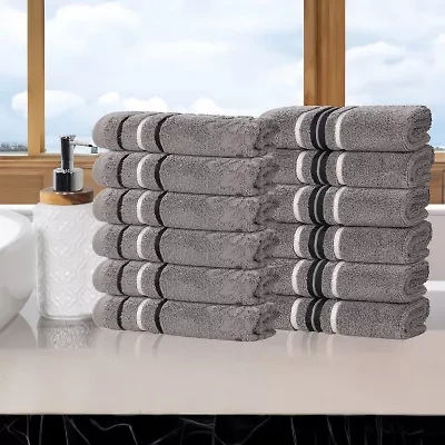 SUPERIOR® Sadie Zero Twist Jacquard Solid Cotton 12pc Face Towel 12-pc. Quick Dry Bath Set