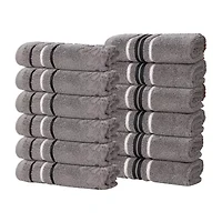 SUPERIOR® Sadie Zero Twist Jacquard Solid Cotton 12pc Face Towel 12-pc. Quick Dry Bath Set