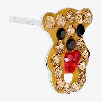Silver Treasures Bear Multi Color Crystal Sterling Silver 10.4mm Stud Earrings