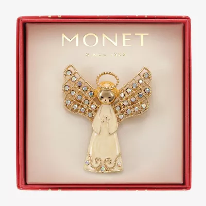 Monet Jewelry Gold Tone Glass Pin