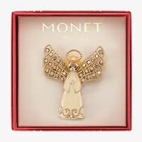 Monet Jewelry Gold Tone Glass Pin