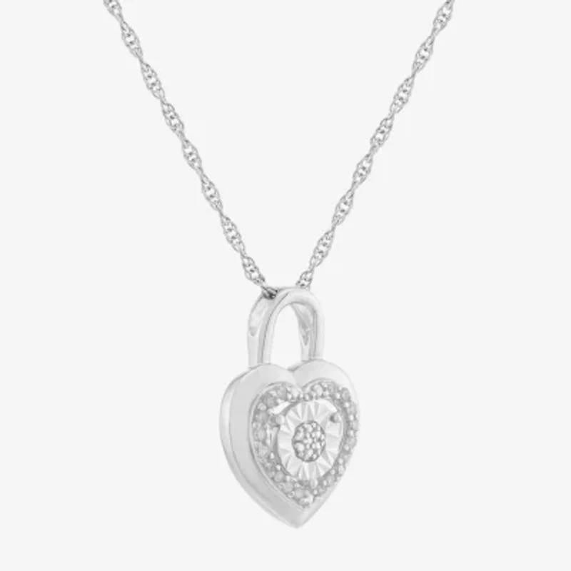 Limited Quantities! Womens 1/ CT. T.W. Natural White Diamond Sterling Silver Heart 18 Inch Pendant Necklace