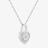 Limited Quantities! Womens 1/ CT. T.W. Natural White Diamond Sterling Silver Heart 18 Inch Pendant Necklace