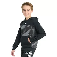adidas Big Kid Boys Long Sleeve Embroidered Fleece Active Hoodie
