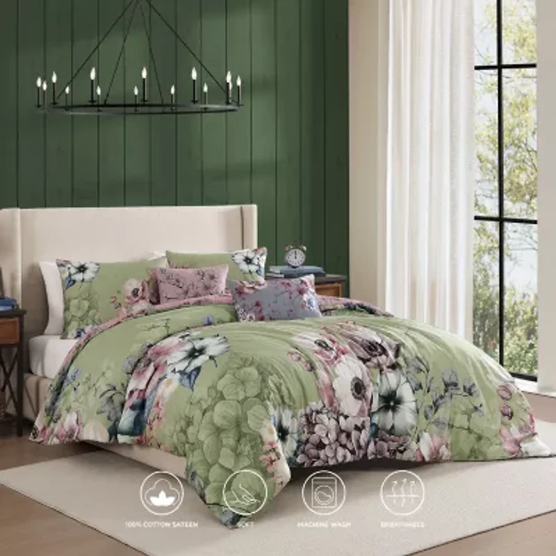 Bebejan Navy Mums 5-pc. Midweight Reversible Comforter Set