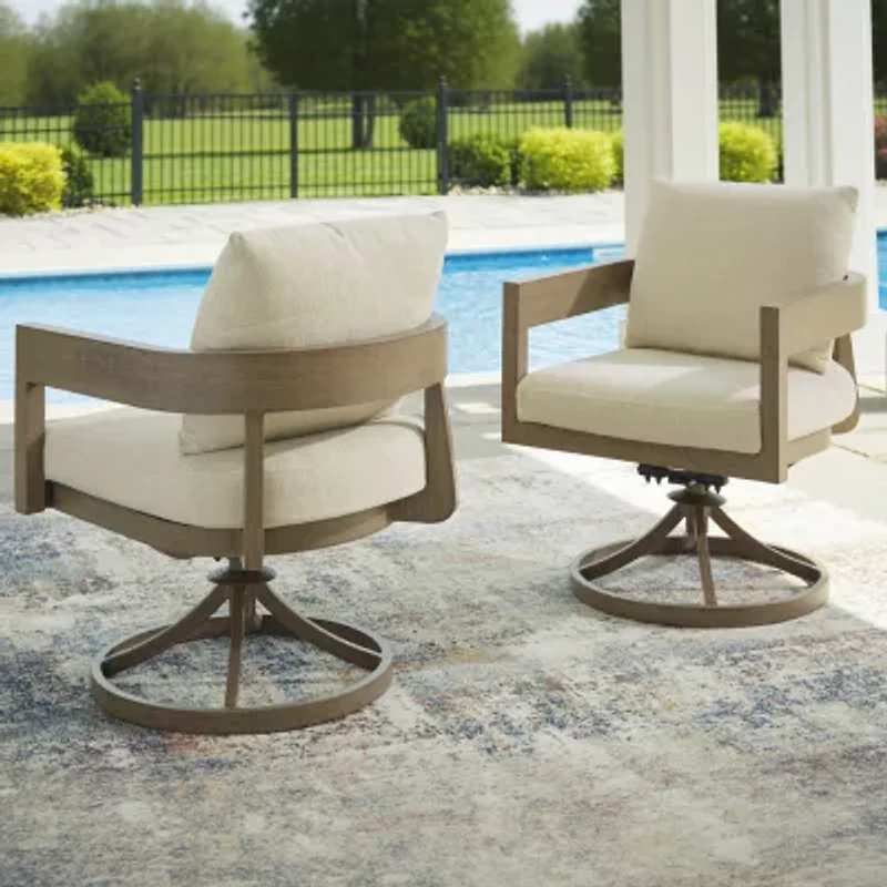 Signature Design by Ashley Severn Outdoor Swivel Dining Chair with Cushion (Set of 2)