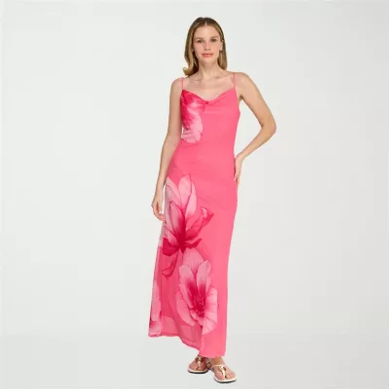 Trixxi Womens Juniors Sleeveless Floral Slip Dress