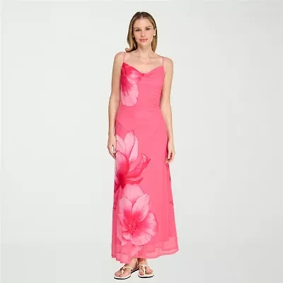 Trixxi Womens Juniors Sleeveless Floral Slip Dress