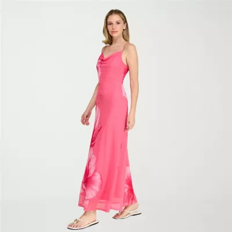 Trixxi Womens Juniors Sleeveless Floral Slip Dress