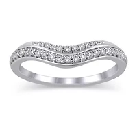 Womens 1/5 CT. Natural White Diamond 10K Gold Curved Wedding Ring Enhancer