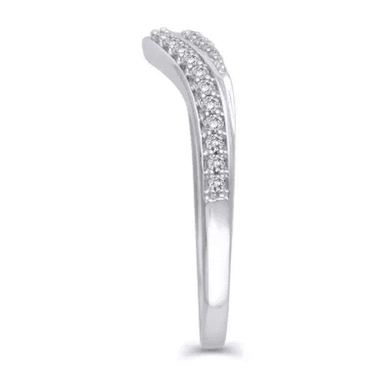 Womens 1/5 CT. Natural White Diamond 10K Gold Curved Wedding Ring Enhancer
