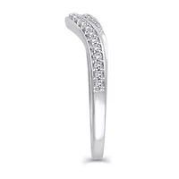 Womens 1/5 CT. Natural White Diamond 10K Gold Curved Wedding Ring Enhancer