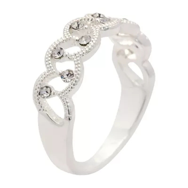 Sparkle Allure Womens 2.5MM Crystal Pure Silver Over Brass Hypoallergenic Band