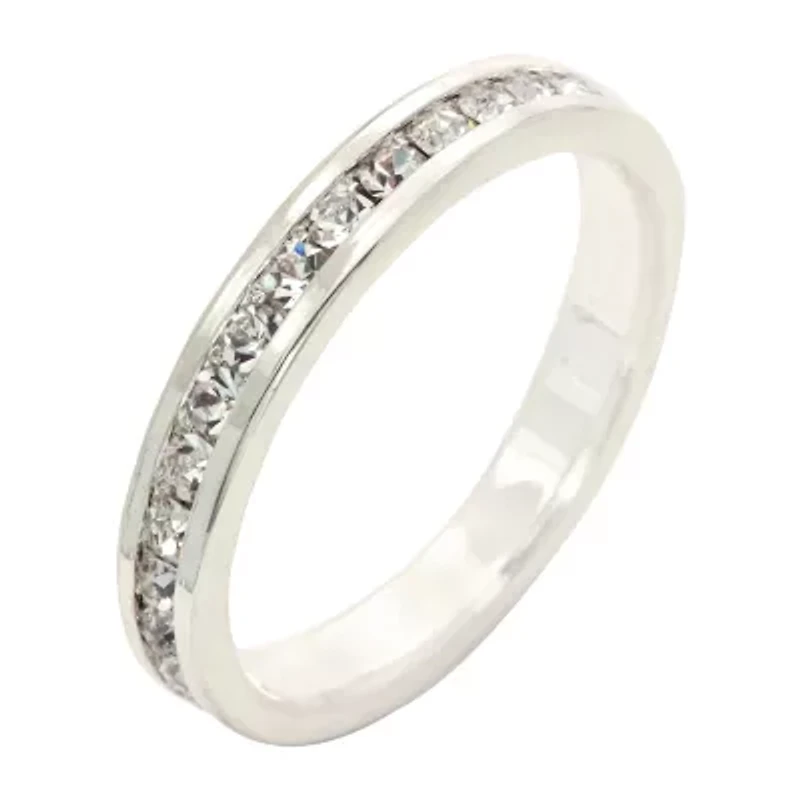 Sparkle Allure Womens 3MM Crystal Pure Silver Over Brass Hypoallergenic Band