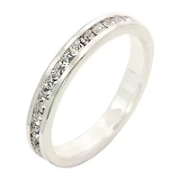 Sparkle Allure Womens 3MM Crystal Pure Silver Over Brass Hypoallergenic Band