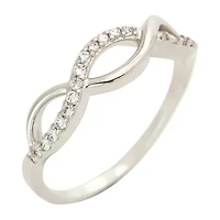 Sparkle Allure Womens White Cubic Zirconia Pure Silver Over Brass Hypoallergenic Band
