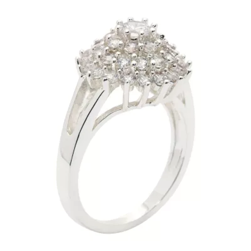Sparkle Allure Womens White Cubic Zirconia Pure Silver Over Brass Hypoallergenic Cocktail Ring