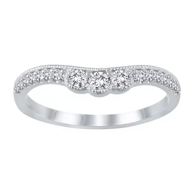 Womens 1/ CT. T.W. Natural White Diamond 10K Gold Curved Wedding Ring Enhancer