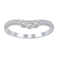 Womens 1/ CT. T.W. Natural White Diamond 10K Gold Curved Wedding Ring Enhancer