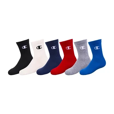 Champion Big Kid Boys 6 Pair Crew Socks