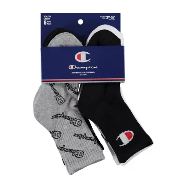 Champion Big Kid Boys 6 Pair Crew Socks