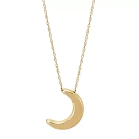 Womens 10K Gold Moon Pendant Necklace