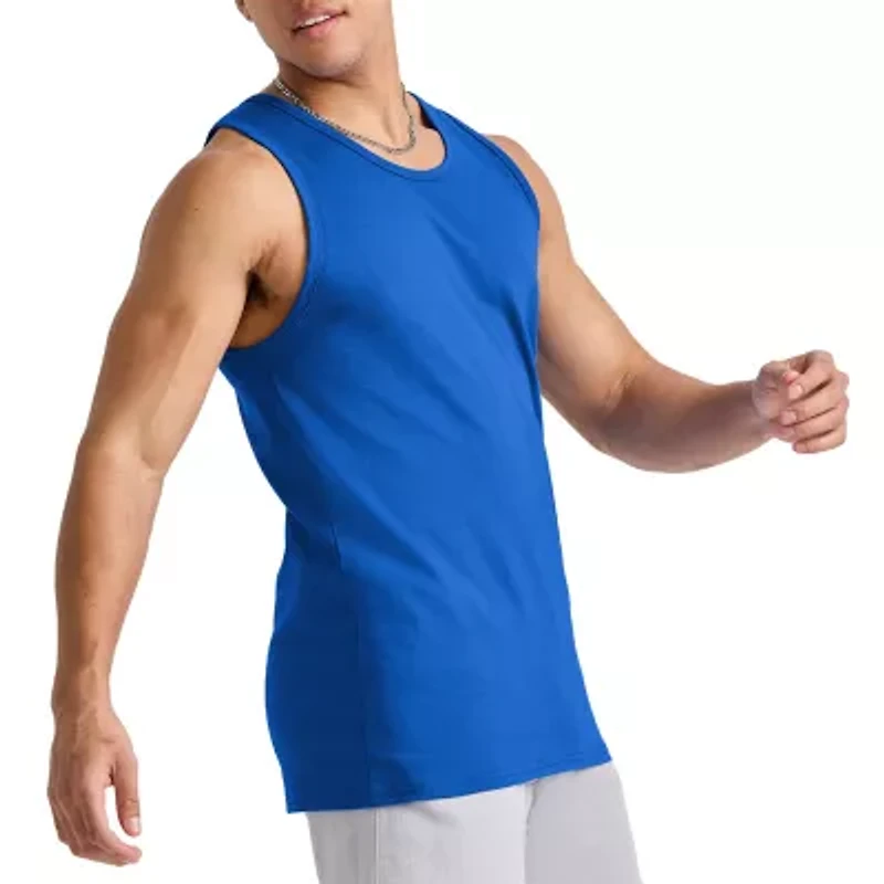 Hanes Mens Round Neck Sleeveless Active Tank Top