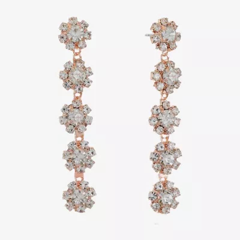 Monet Jewelry Timeless Rosegold Tone Flower Linear Womens Hypoallergenic Drop Earrings