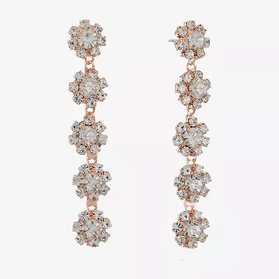 Monet Jewelry Timeless Rosegold Tone Flower Linear Womens Hypoallergenic Drop Earrings