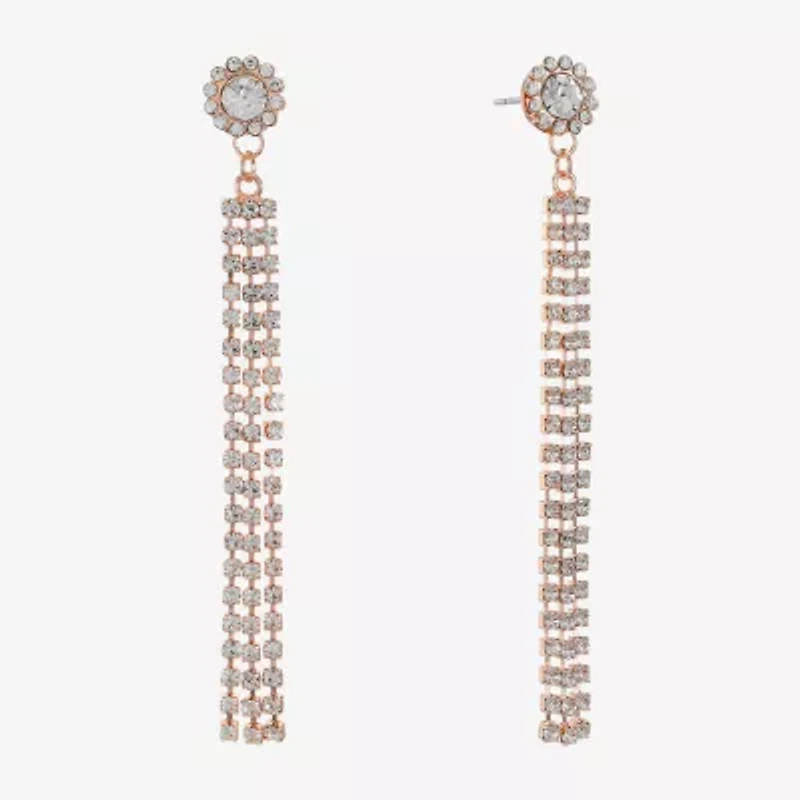 Monet Jewelry Timeless Rosegold Tone Linear Womens Hypoallergenic Drop Earrings