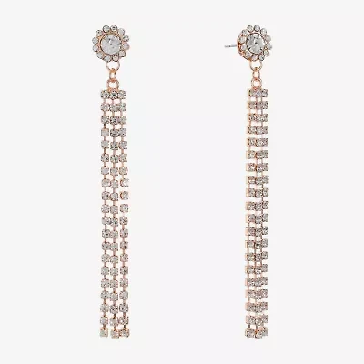 Monet Jewelry Timeless Rosegold Tone Linear Womens Hypoallergenic Drop Earrings