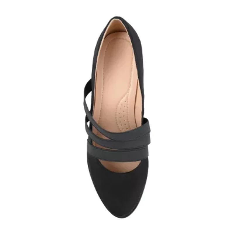 Journee Collection Loren Womens Round Stacked Heel Pumps