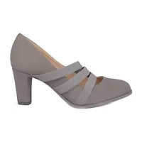 Journee Collection Loren Womens Round Stacked Heel Pumps