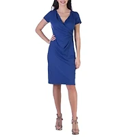 24seven Comfort Apparel Womens Short Sleeve Wrap Dress