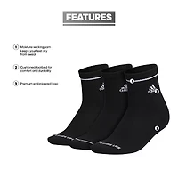 adidas Cushion Sport Womens Multi-Pack 3 Pair Quarter Ankle Socks