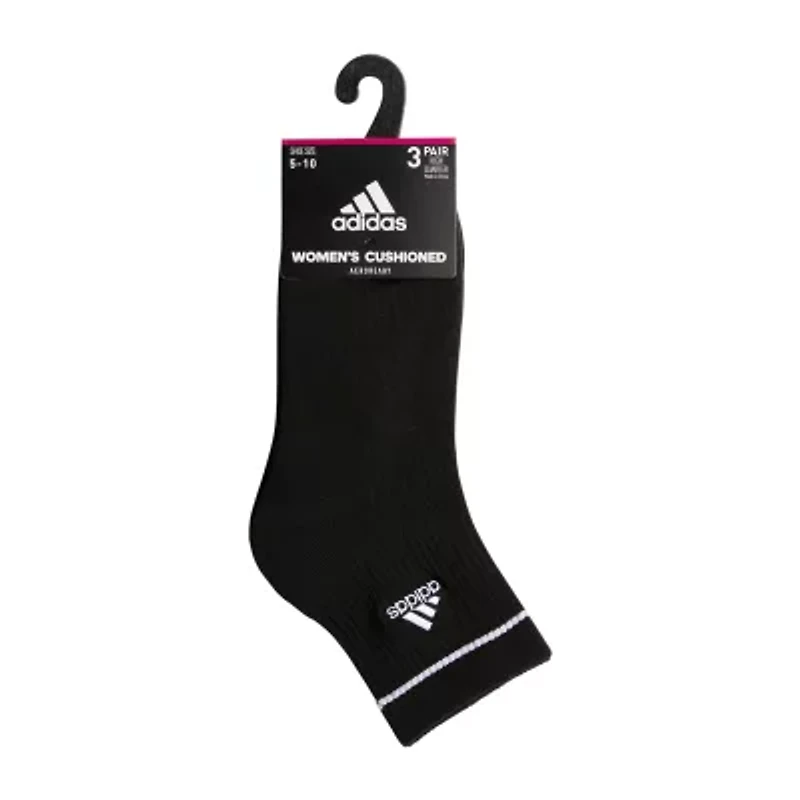 adidas Cushion Sport Womens Multi-Pack 3 Pair Quarter Ankle Socks