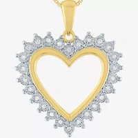 Womens 1/10 CT. T.W. Natural White Diamond 14K Gold Over Silver Heart 18 Inch Pendant Necklace
